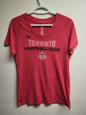 Adidas Originals Toronto FC Women's XL Red V-Neck Graphic T-Shirt Soccer MLS
